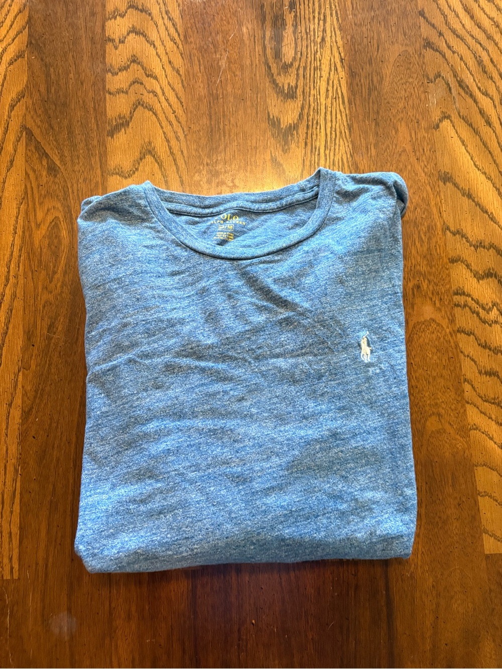 Polo by Ralph Lauren Heathered Blue Long Sleeve Crewneck with White Pony